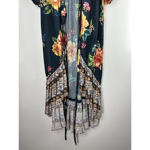 Farm Rio Anthropologie Majorca Wrap Dress Hi Lo Floral Boho Women's Size Small - Picture 15 of 16